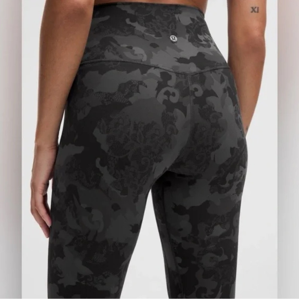 Lululemon Align 25” High Rise Pant Hidden Heritage Lace Black Leggings NWT